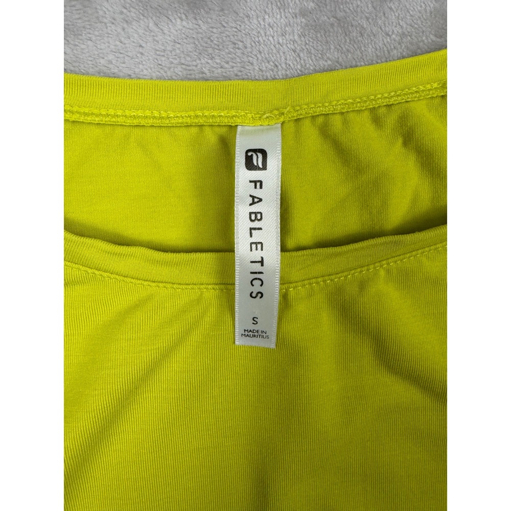 Fabletics Martha Tunic Tank Top S Neon Green Side Tie Asymmetrical Activewear - Picture 4 of 9